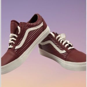 VANS🦄Old Skool Moto Leather Madder Brown Blanc o (White)😍 Low Top BRAND NEW